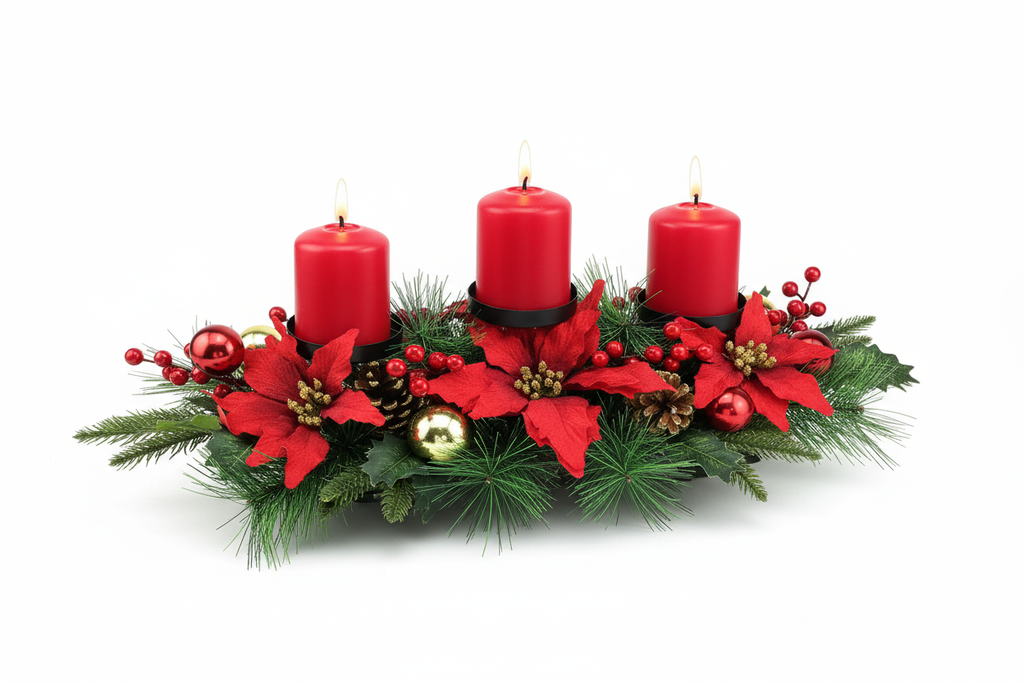 28" Christmas Triple Candelabrum Centerpiece