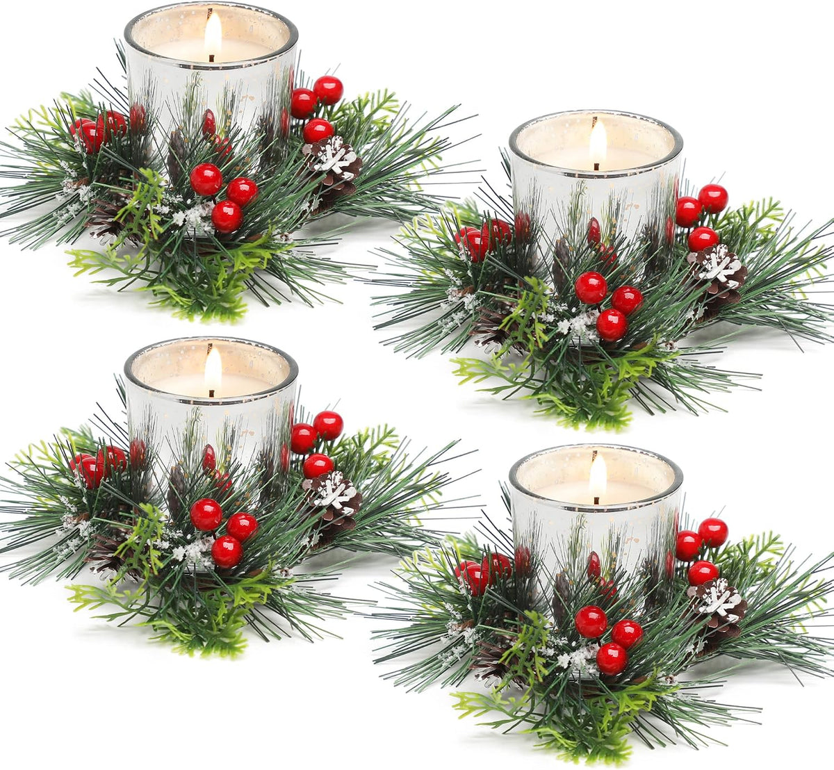 Christmas Candle Ring Set with 4 Votive Candles