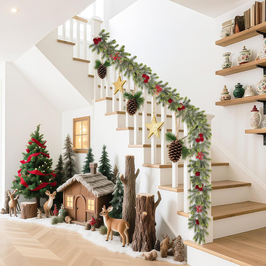 6FT Artificial Christmas Garland with Velvet Balls