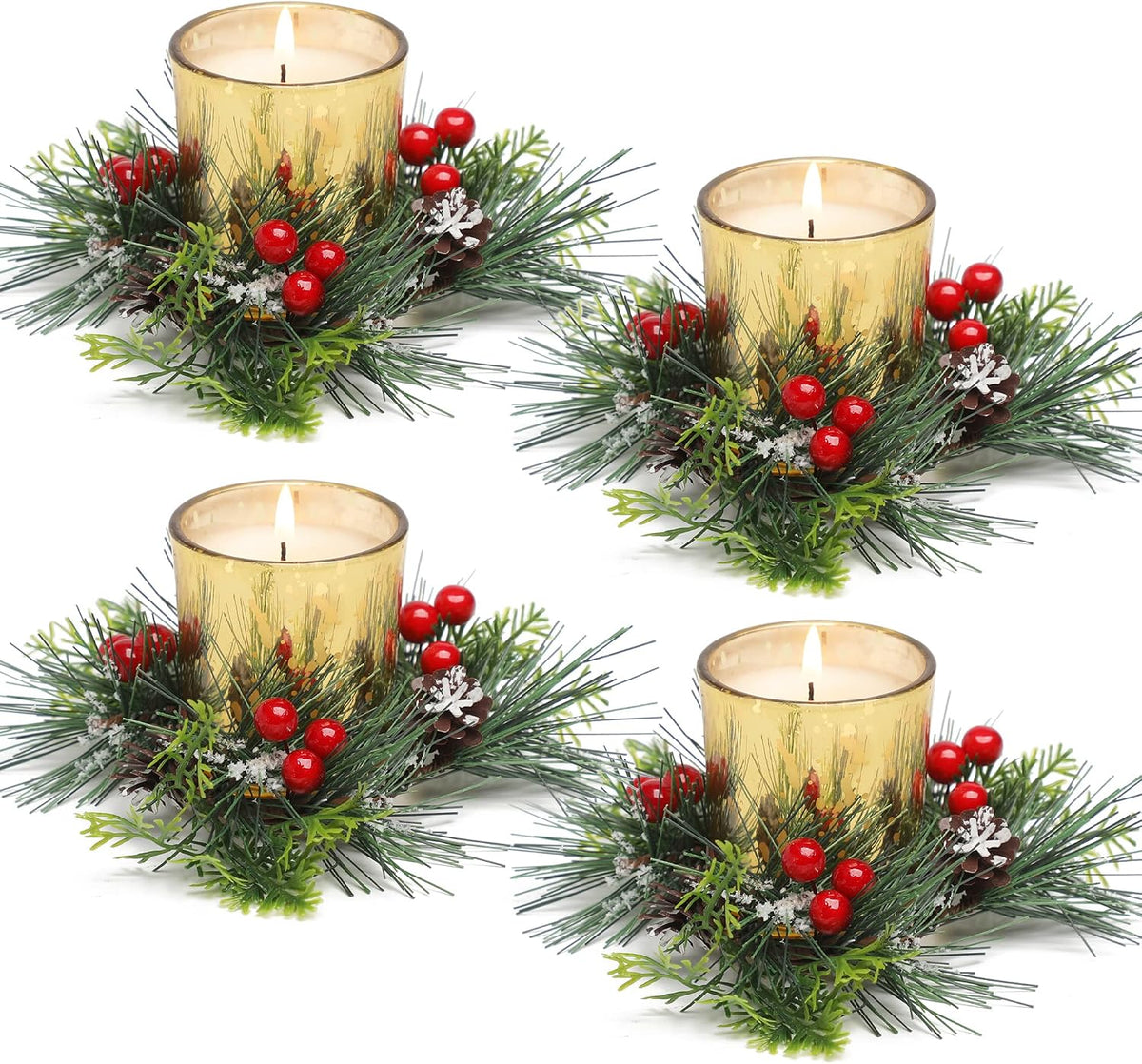 Christmas Candle Ring Set with 4 Votive Candles