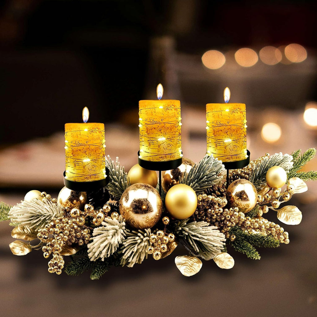 28" Christmas Triple Candelabrum Centerpiece