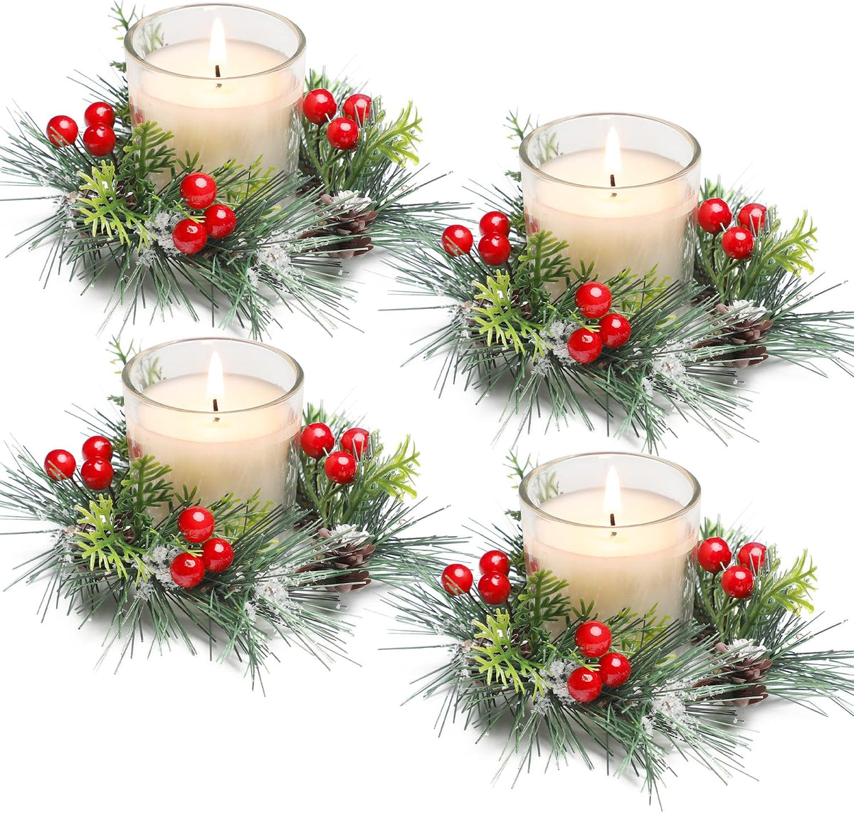 Christmas Candle Ring Set with 4 Votive Candles