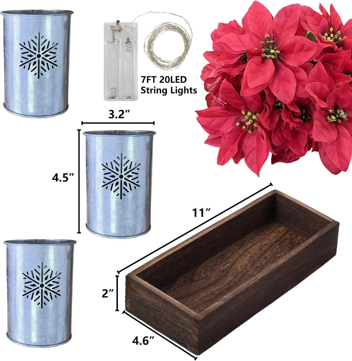 Artificial Poinsettia Centerpiece with LED Lights