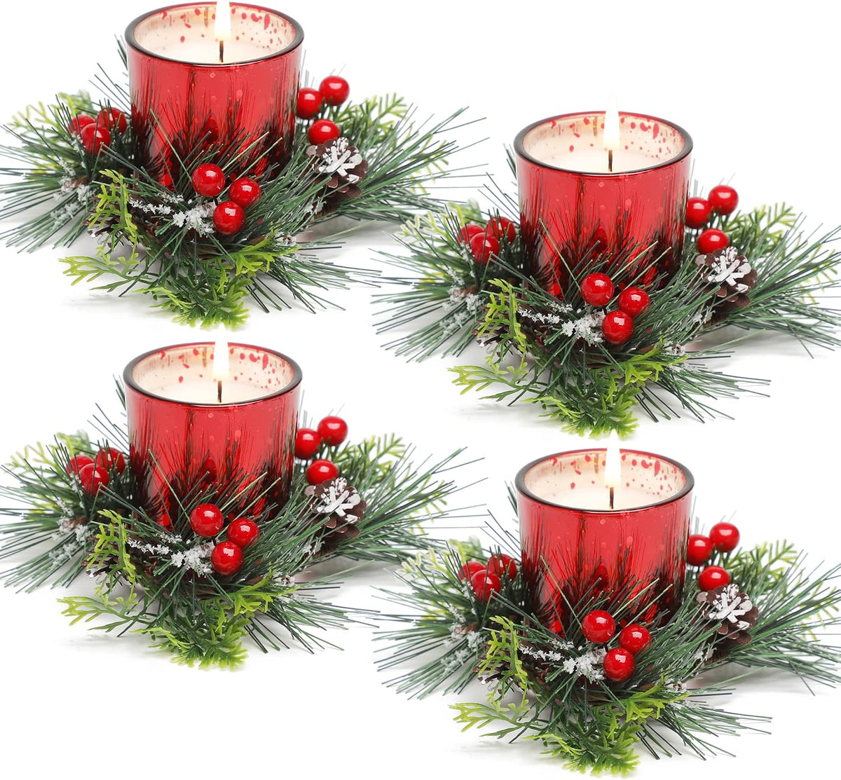 Christmas Candle Ring Set with 4 Votive Candles