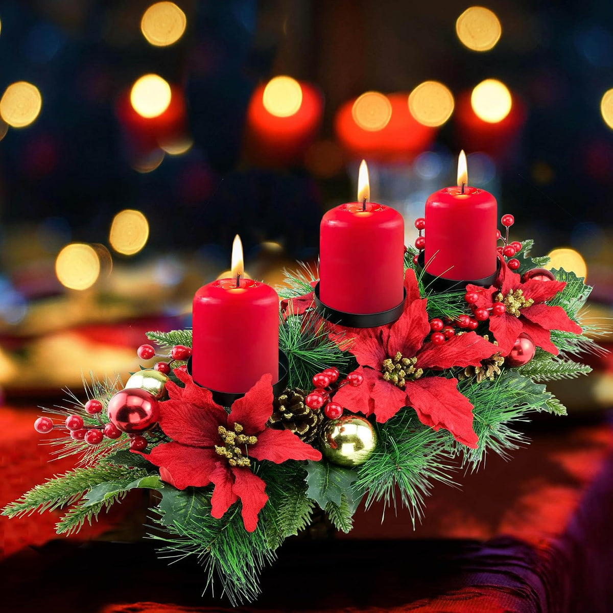 28" Christmas Triple Candelabrum Centerpiece