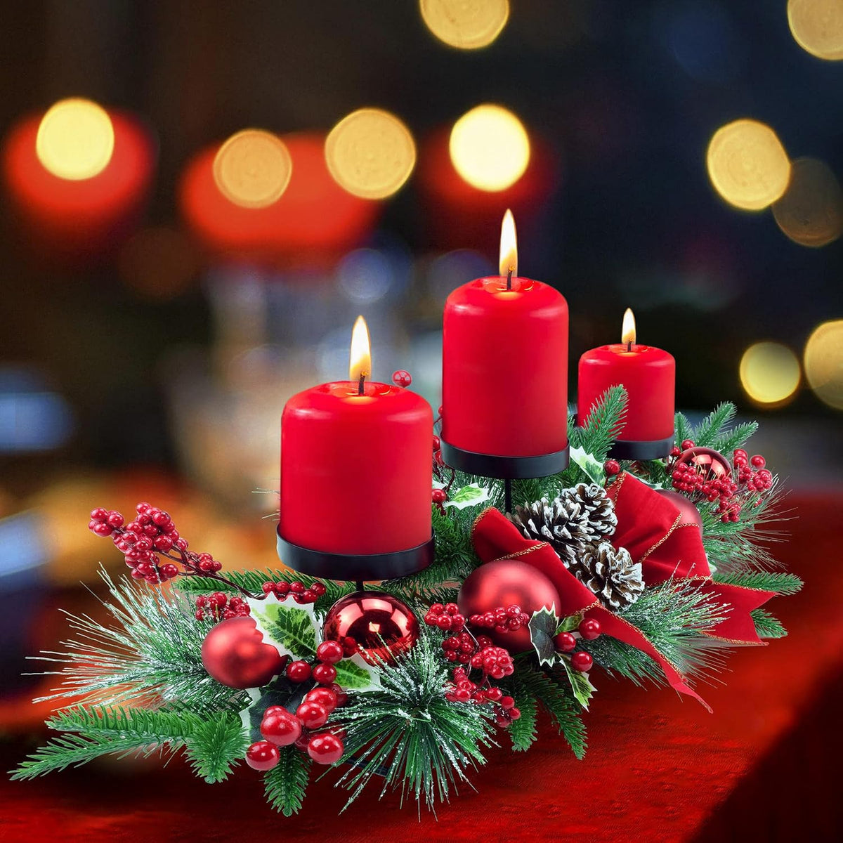 28" Christmas Triple Candelabrum Centerpiece