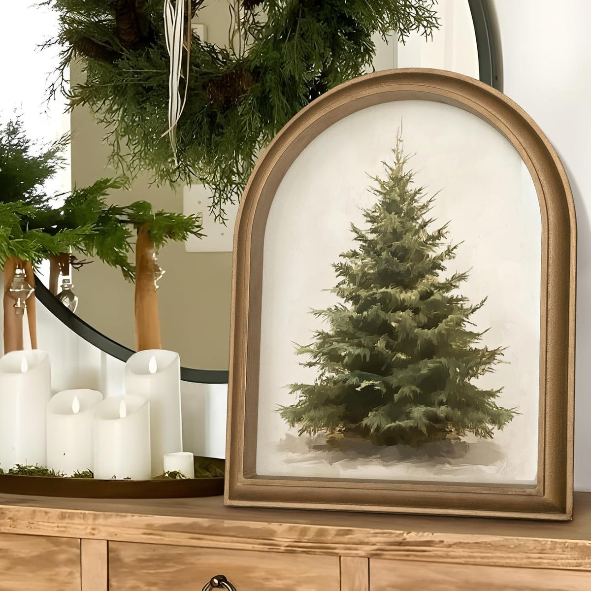 11" x 13.8" Framed Christmas Tree Wall Art