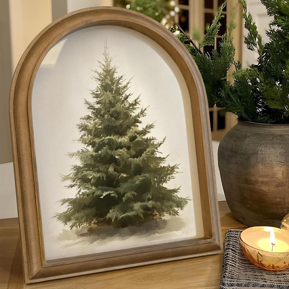11" x 13.8" Framed Christmas Tree Wall Art