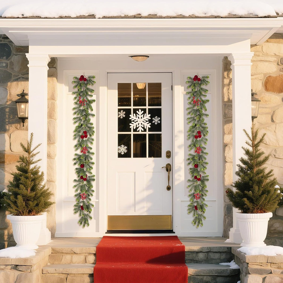6FT Artificial Christmas Garland with Velvet Balls