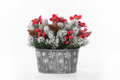 Artificial Christmas Poinsettia Centerpiece with Metal Planter